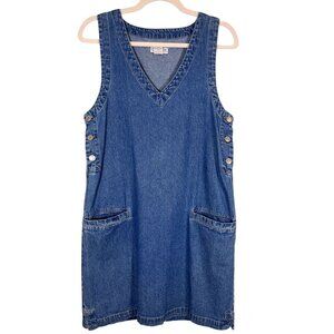 Cherokee Denim Dress M Blue Jean Retro Mod Boho Western Classic Chic Country 80s